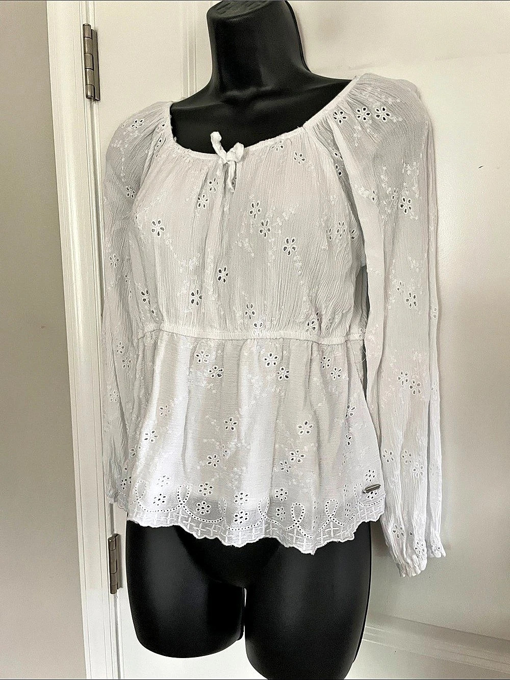 Limited Too Girls' White Eyelet Blouse Size X Large NWT